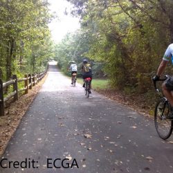 Biker on bike trail in Annapolis, Maryland