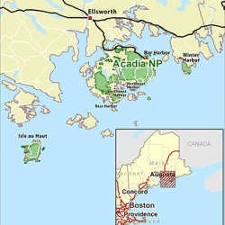 Map of Bar Harbor and Acadia National Park