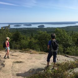 Looking across the Atlantic Ocean from Cadillac mountain in Acadia National Park