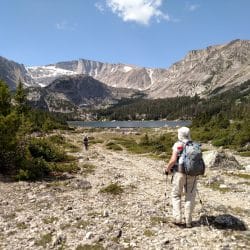 man hiking in montana