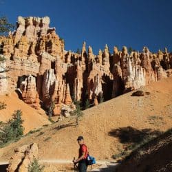 Hiking beneath the hoodoos of Bryce Canyon National Park on the Fairyland Loop