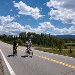 bike riders on a country road