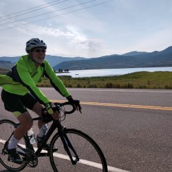 Fast riding along Lake Granby in northern Colorado