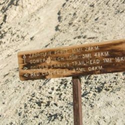 Trail sign in death valley