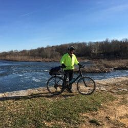 biker next to the great allegheny passage