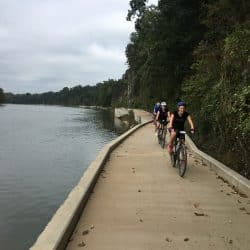 biker next to the great allegheny passage