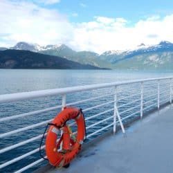 Alaska ferry with view of the bay