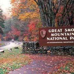 Entering Great Smoky Mountains National Park in fall colors