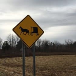 Horse and buggy caution sign