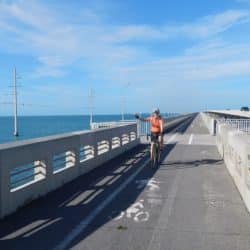 biker on beach boardwalk
