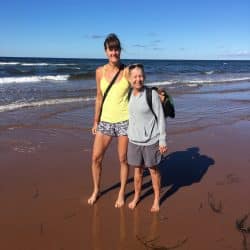 two people on a beach