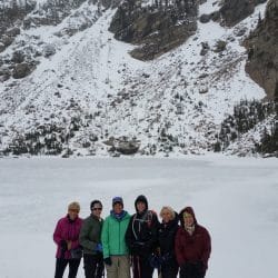 snowshoe hiking through the rocky mountains