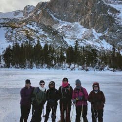 snowshoe hiking through the rocky mountains