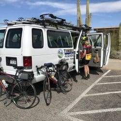 white van with bikes