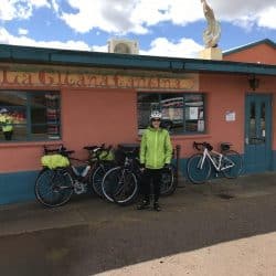biker outside of a shop in Arizona