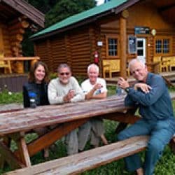group of people at a picnic table