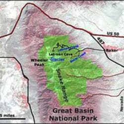 Elevation map of Great Basin National Park