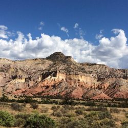 Multicolored sandstone escarpment surrounding Ghost Ranch near Abiquiu, New Mexico