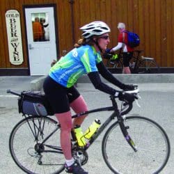 Biker on bike tour along Blue Ridge Parkway